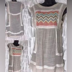 Le Sample designer beige baby doll semi-sheer tunic
